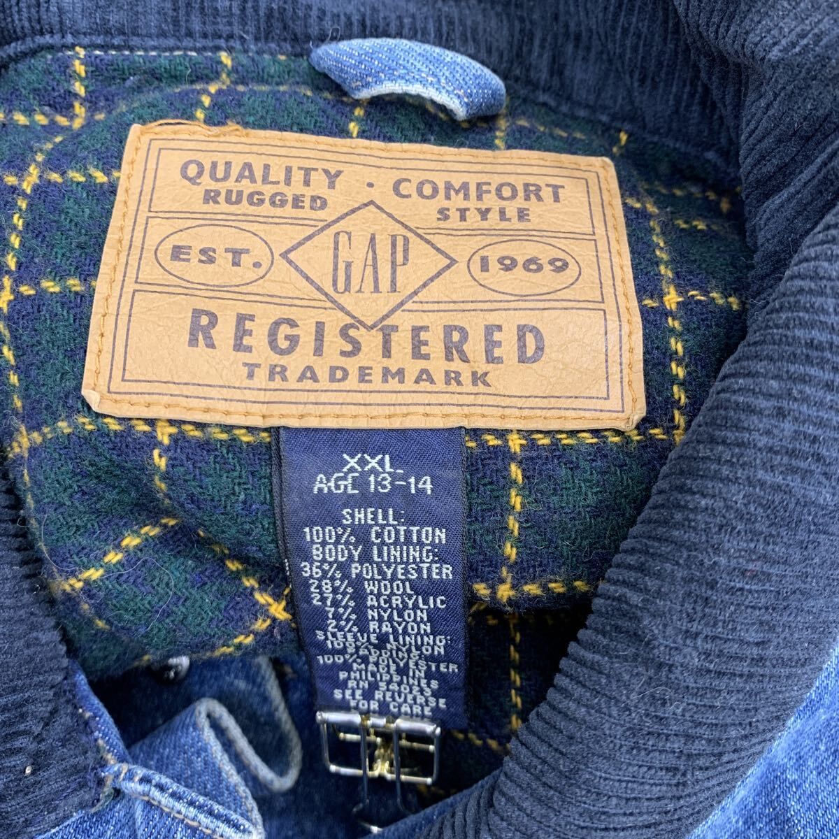 GAP デニムジャケット XXL キッズ インディゴブルー ギャップ ボタン 