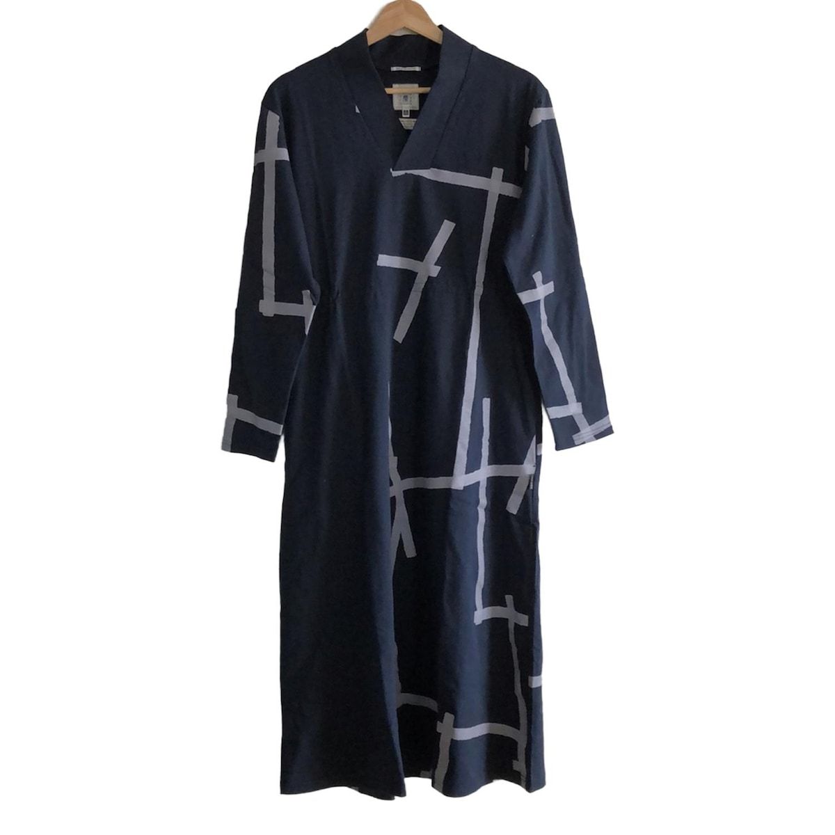 SOU SOU ソウソウ ワンピース サイズM レディース - ダークネイビー×ライトパープル Vネック 長袖 ロング