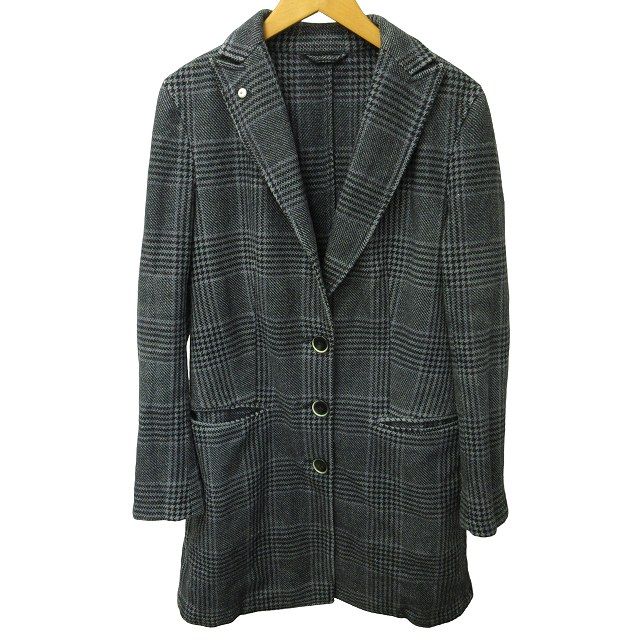 エルビーエム1911 L.B.M.1911 チェスターコート ジャケット 3B グレンチェック グレー 44 約S-M 1018 IBO44