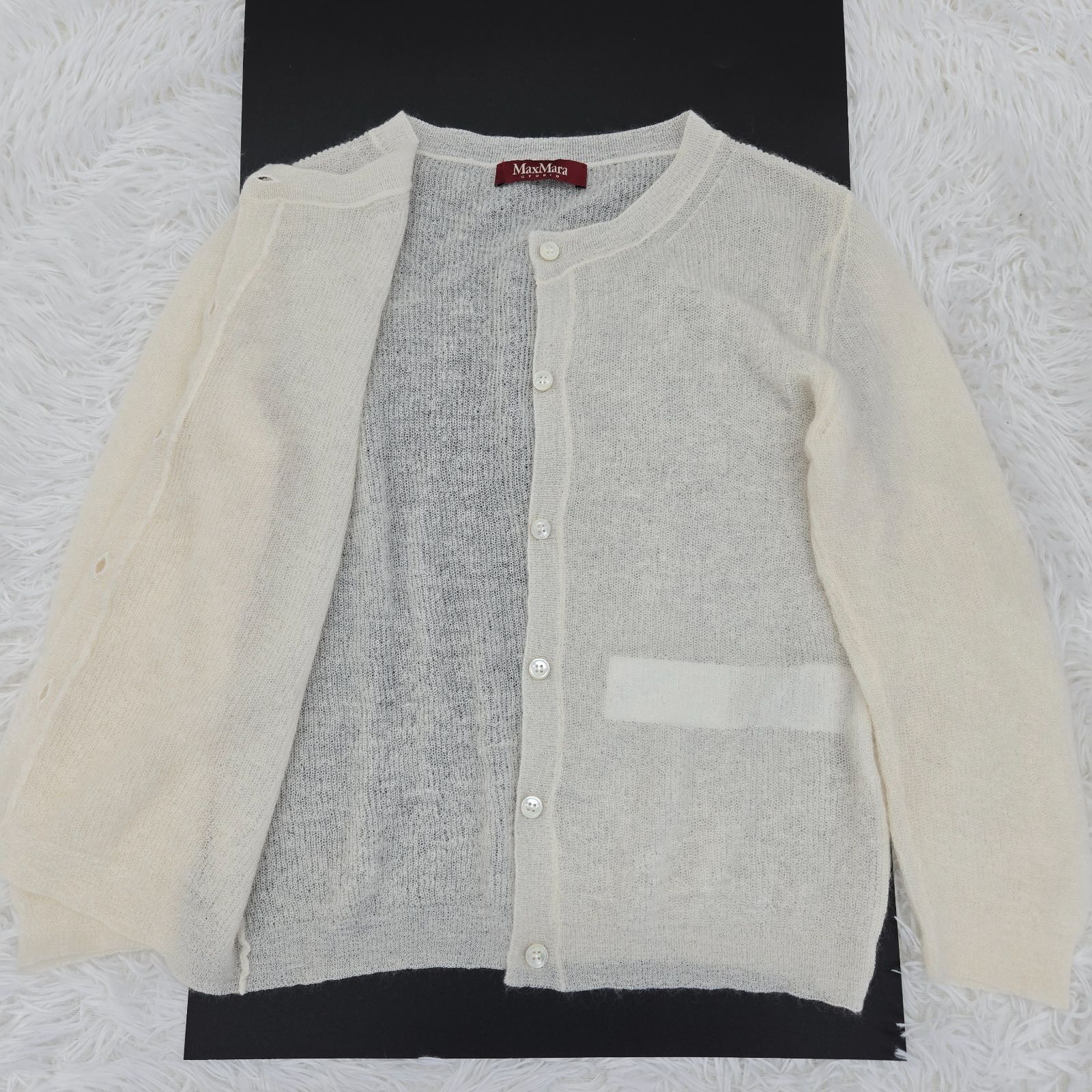  Max Mara STUDIO マックスマーラステュディオ 長袖カーディガン 七分袖 モヘヤ混 薄手 手洗い 近年モデル Lサイズ 五分袖 七分袖 カーディガン ボレロ アンサンブル