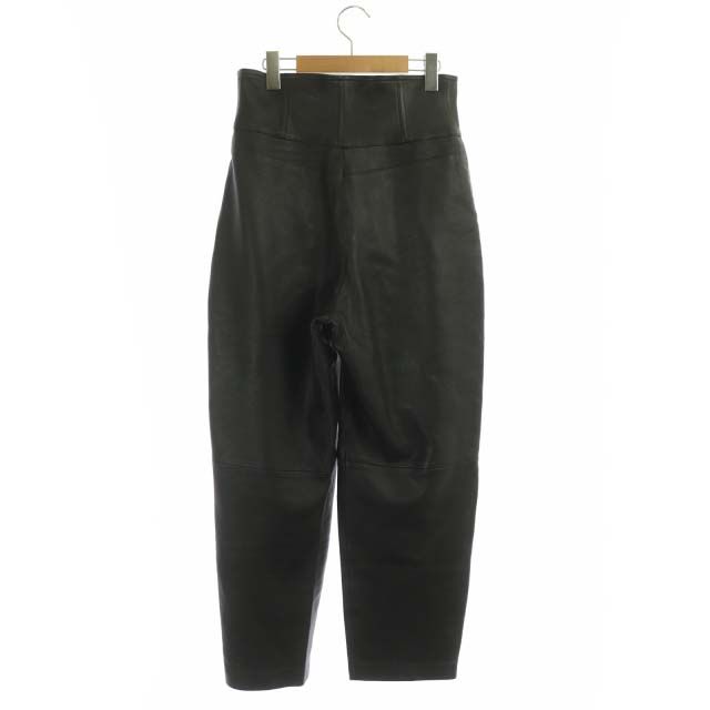【人気新作】 フミカ ウチダ FUMIKA_UCHIDA LEATHER ONE-TUCK PANTS レザーワンタックパンツ テーパード 羊革 38 黒 ブラック DF OS SH