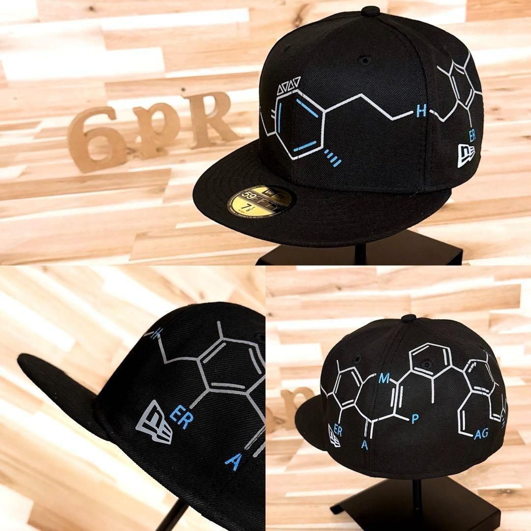 ニューエラ×ランページ コラボ DNAキャップ 5周年 記念 黒×青 イニシャル 幾何学模様 ブラック×ブルー