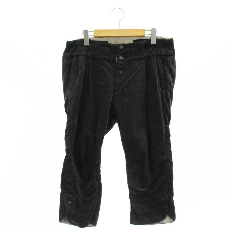 ガサ GASA コーデュロイパンツ クロップド丈 ボタンフライ タック F 茶 ブラウン AT OS