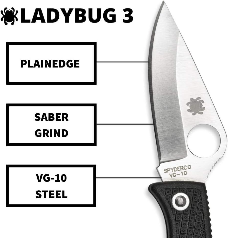 アウトドアナイフ LBKP3 スパイダルコ レディバグ3 黒 直刃