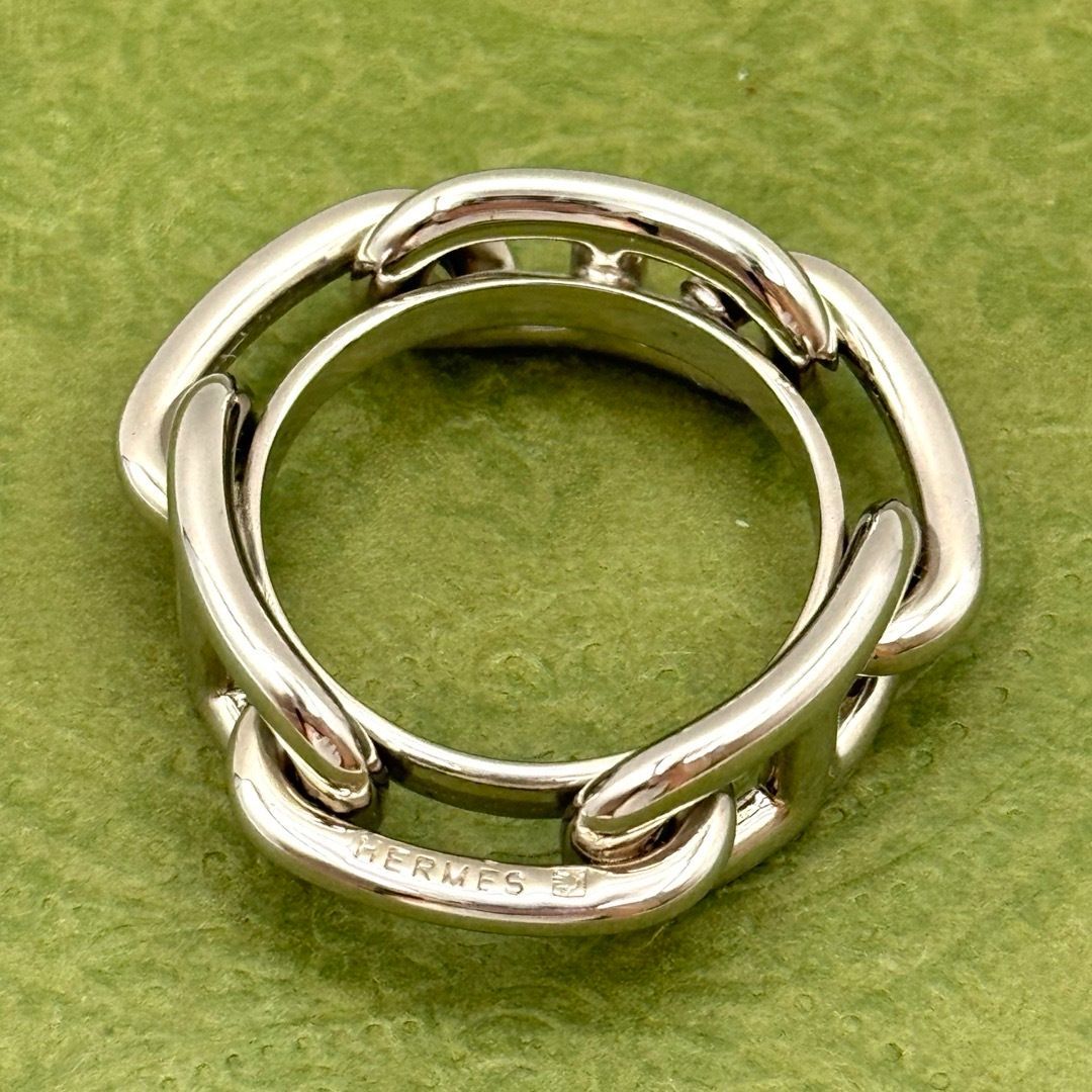 HERMES シェーヌダンクル レガート スカーフリング シルバー 104914