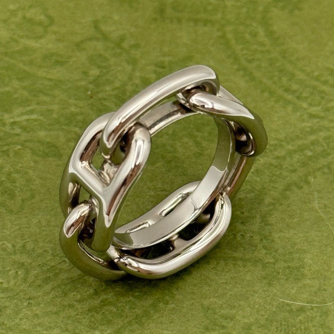 HERMES シェーヌダンクル レガート スカーフリング シルバー 104914