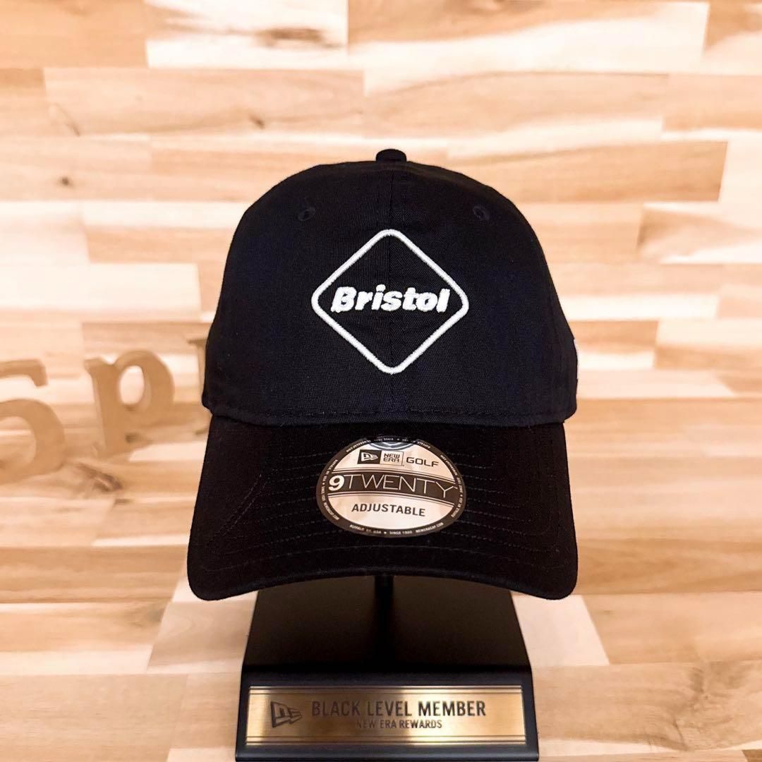 ニューエラ×エフシー ルブリストル コラボ エンブレム ゴルフ キャップ 黒×白 刺繍ロゴ FCRB モノトーン ブラック