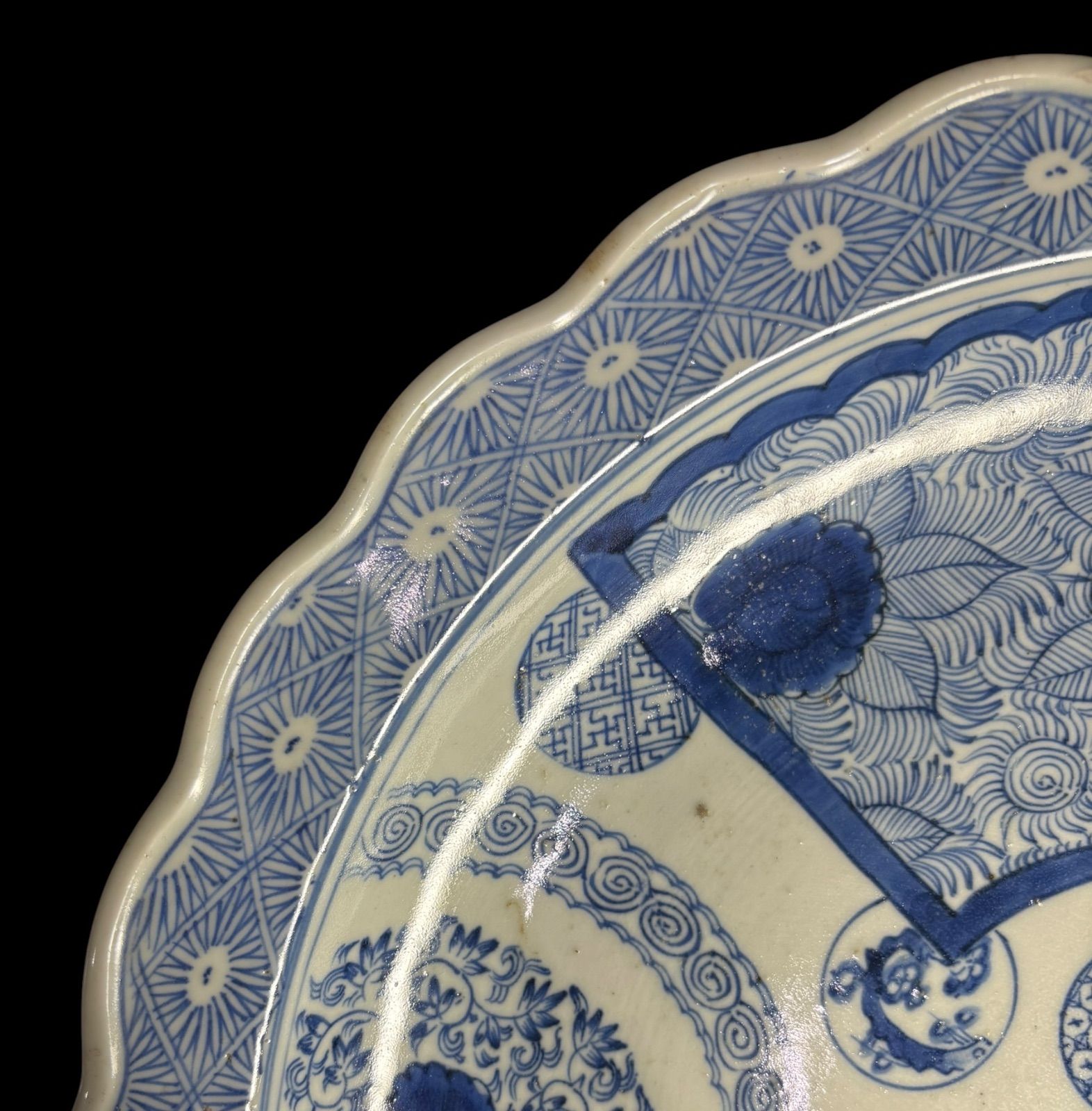 古家蔵出 骨董品 太明成化年製 大皿 鳳 菊 大皿 飾り皿 約47cm a【！！貴重！！】 太明成化年製 古伊万里 大皿 大鉢 食器 江戸時代