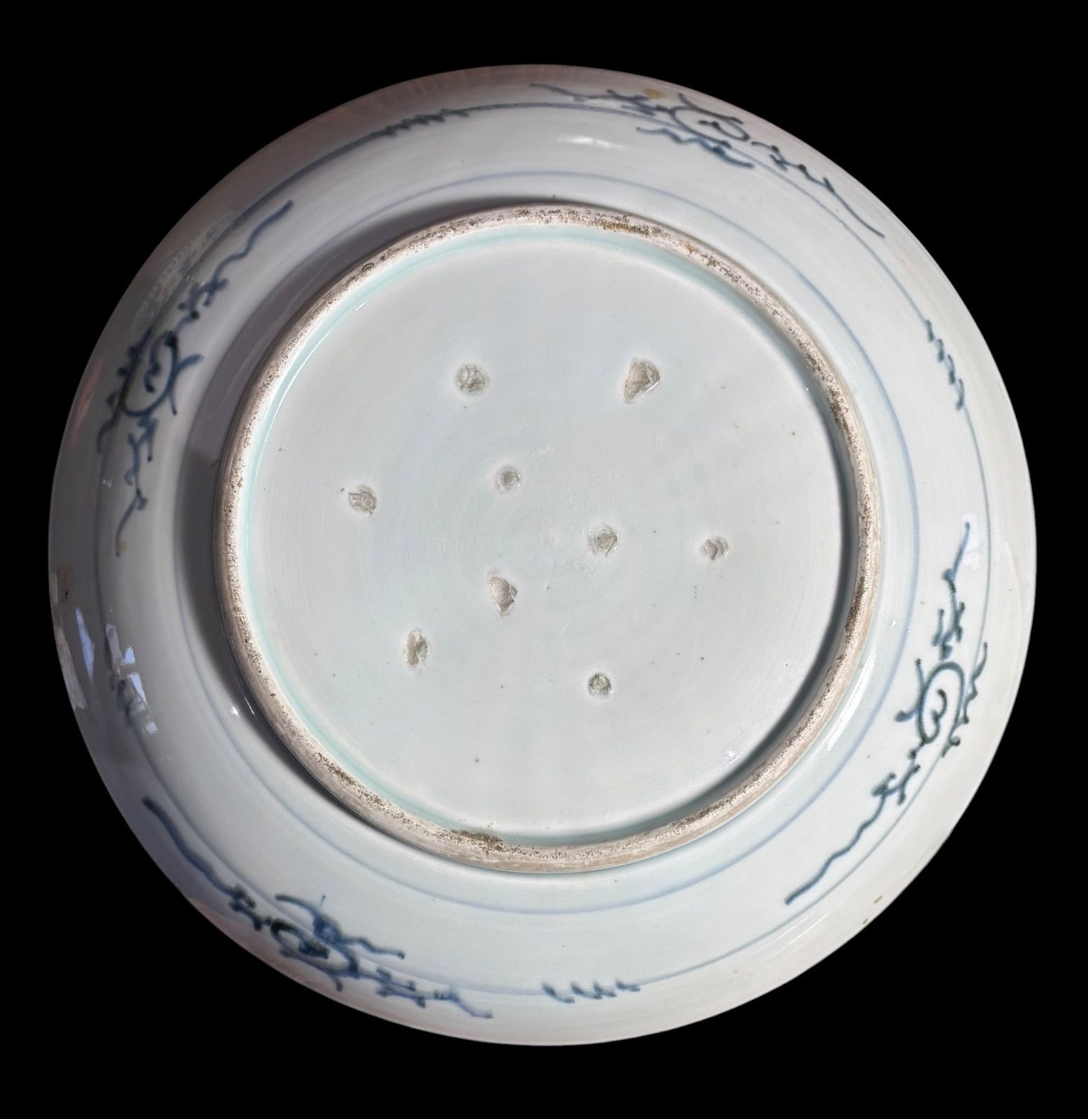 LIG】古伊万里 染付 鷺風景図皿 九客 箱付 古美術品 旧家収蔵品 [.Y