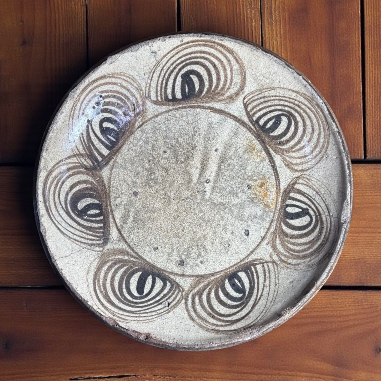 馬の目皿 江戸後期 古瀬戸 大皿 絵瀬戸 伝統 平皿 飾り皿 和食器 古美術 アンティーク