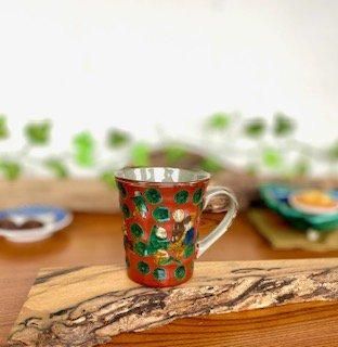 メーカー直送 九谷焼 マグカップ マグ 木米写し ハート 裏絵