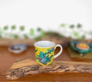 メーカー直送 九谷焼 マグカップ マグ 磁器 吉田屋万年青 裏絵