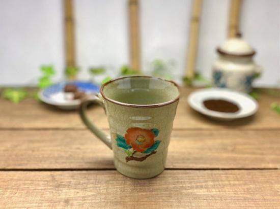 メーカー直送 九谷焼 マグカップ マグ 椿に鳥 裏絵