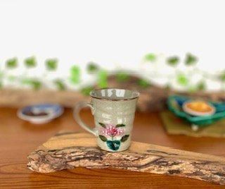 メーカー直送 九谷焼 マグカップ マグ がく紫陽花 ピンク&ピンク 背中 裏絵ピンク