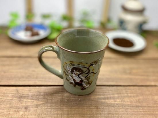 メーカー直送 九谷焼 マグカップ マグ 風神雷神 中裏絵