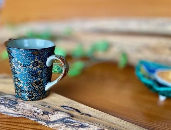 メーカー直送 九谷焼 マグカップ 手打ち青粒 下塗り