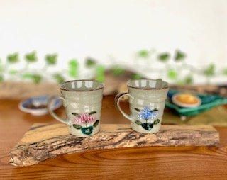 ペアマグカップ 新がく紫陽花ピンク