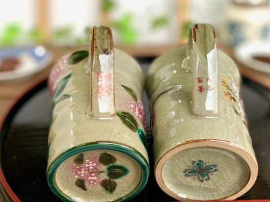 メーカー直送 九谷焼 ペアマグカップ がく紫陽花ピンク ピンク＆風神雷神 裏絵 WWW_OPDRERGINERDOGAN_COM