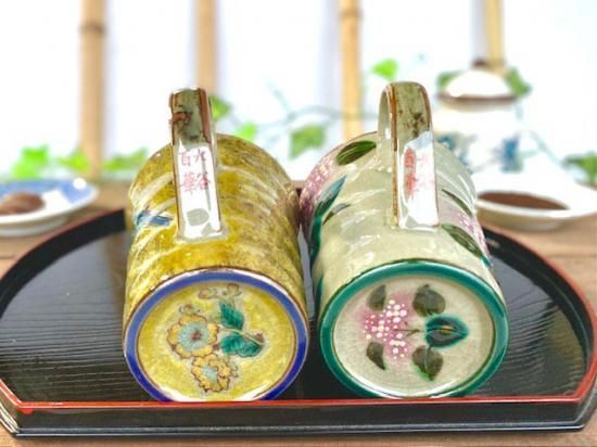 がく紫陽花ピンク ピンク＆黄塗り金糸梅に鳥