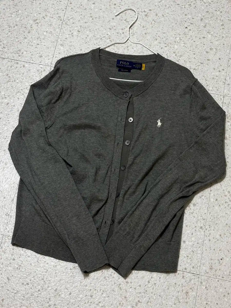 ポロ レディース ピマコットン カーディガン グレー Mサイズ 1回