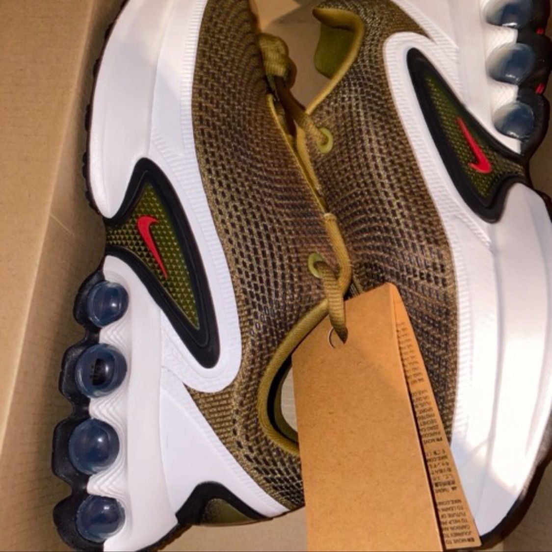 Nike GS Air Max DN Olive Flak Black Gym Red ナイキ エアマックスDN オリーブフラック ブラック ジムレッド FB 8987-300 緑24.5 cm箱無し