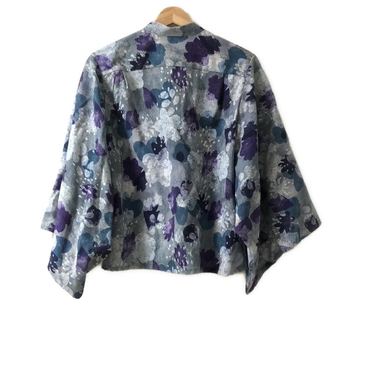 SOU SOU ソウソウ 七分袖シャツブラウス サイズM レディース - ブルーグレー×パープル×マルチ