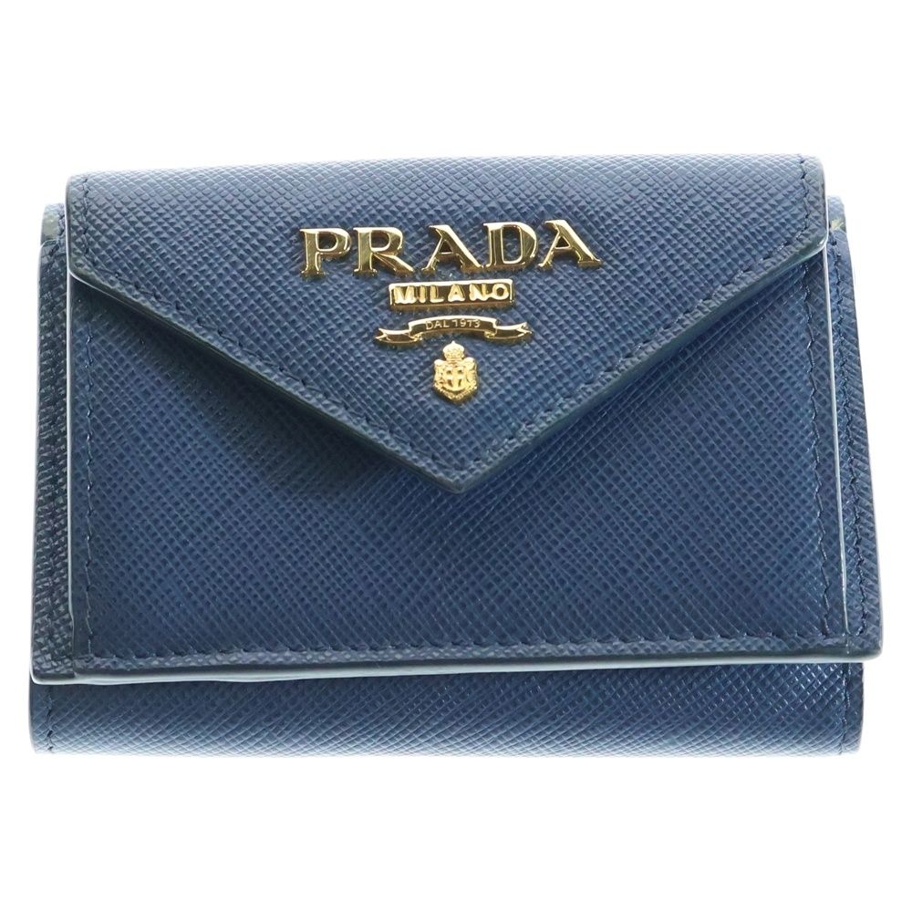⭐PRADA⭐　プラダ　コンパクトウォレット ネイビー　サフィアーノ　三つ折り PRADA (プラダ) サフィアーノ 三つ折り財布 コンパクトウォレット