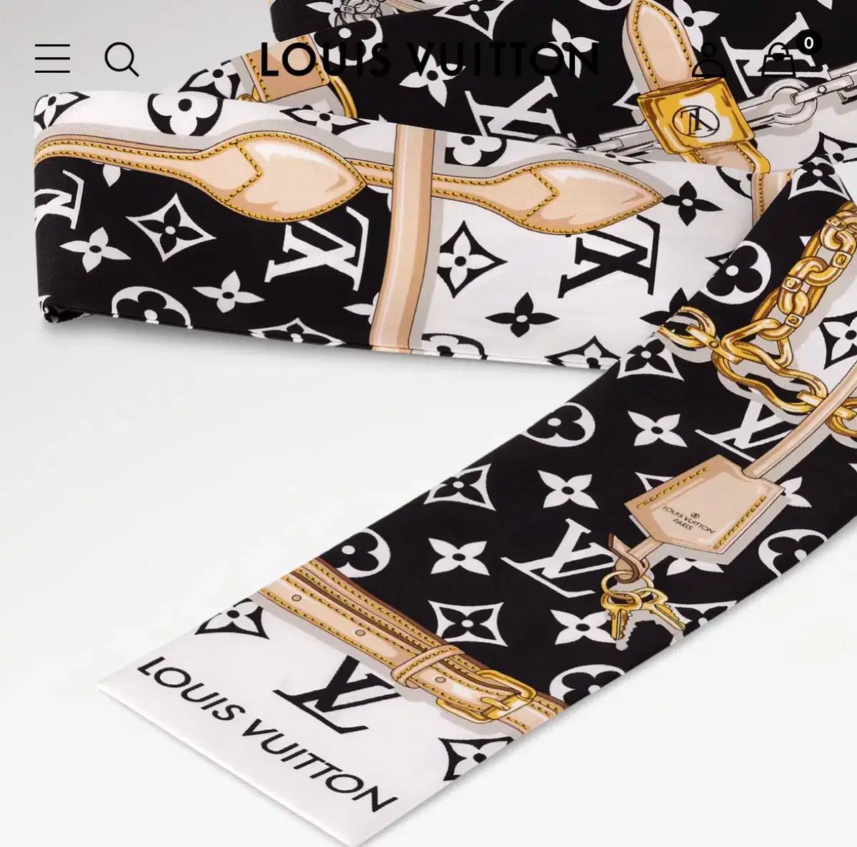  Louis Vuitton ルイヴィトン モノグラム コンフィテンシャル バンド スカーフ ブラック 白 バンダナ スカーフ 小物