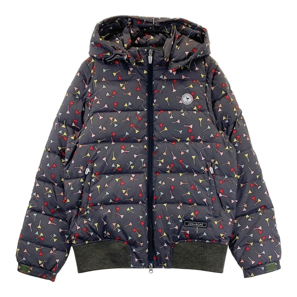 サイズ L JUN-ROPE ジュン アンド ロペ 3WAY 蓄熱 ダウン ジャケット 総柄 グレー系 240101417287 ゴルフウェア レディース ストスト