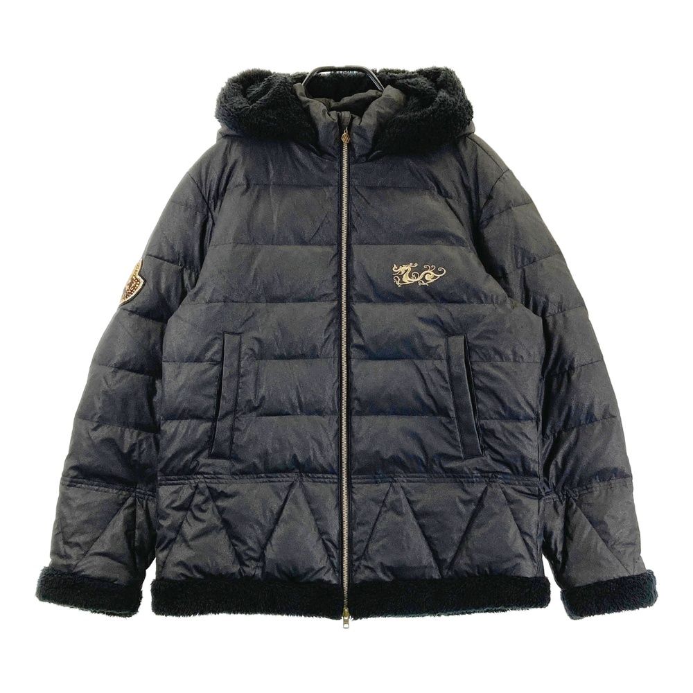 サイズ 4 DANCE WITH DRAGON ダンスウィズドラゴン 2WAY ダウンジャケット ボア スカル ブラック系 240101558184 ゴルフウェア メンズ ストスト