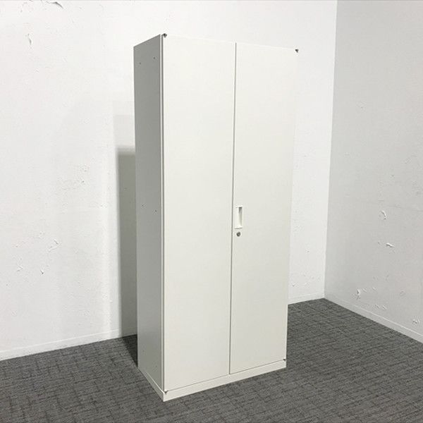 両開き書庫 ロング スチール キャビネット ホワイト
