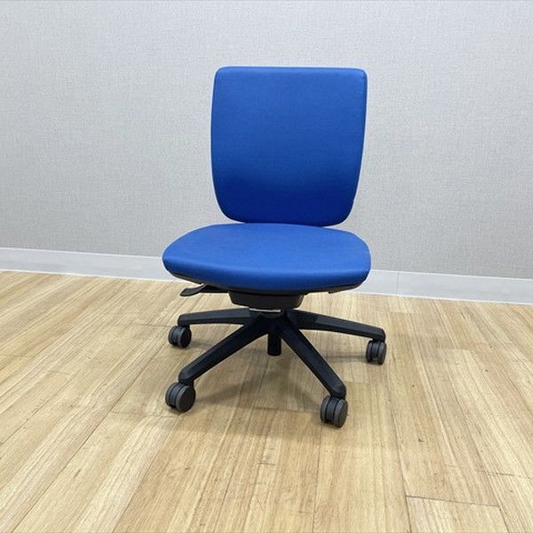 ライオン事務器 エルビスチェア ミドルバック No.61 FG 肘無 オフィスチェア インクブルー