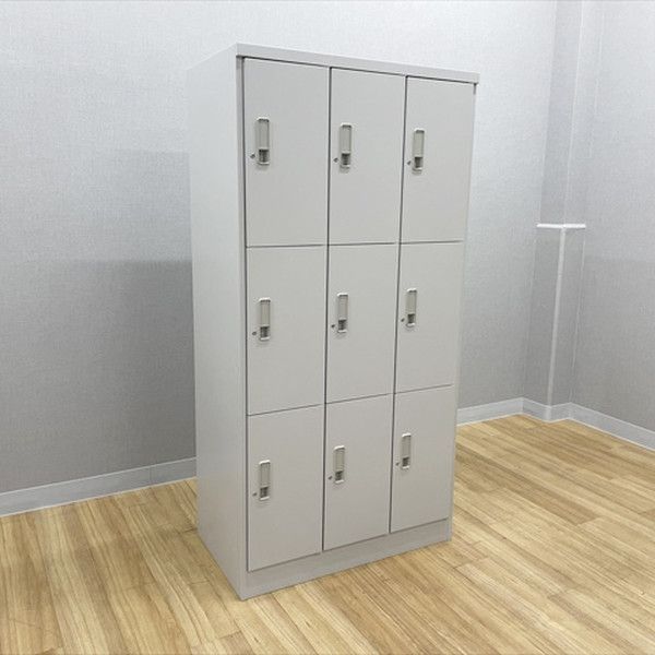 9人用ロッカー 鍵付き シリンダー錠 3列3段 SL型 更衣ロッカー イトーキ ホワイトグレーW