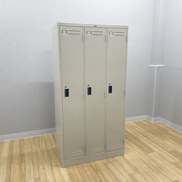 3人用ロッカー 鍵付き シリンダー錠 LK型 更衣ロッカー コクヨ ナチュラルグレー