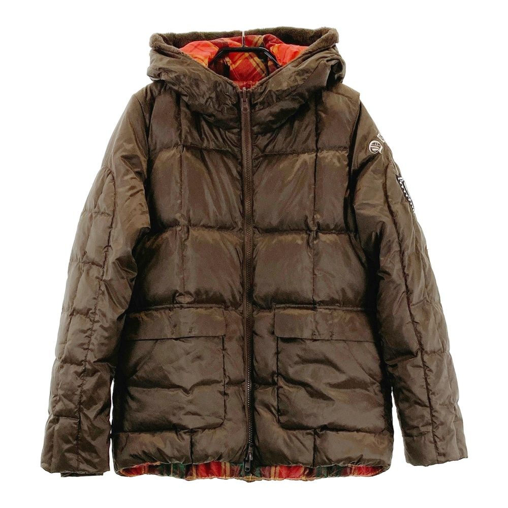  サイズ 2 DANCE WITH DRAGON ダンスウィズドラゴン WAY リバーシブル ダウンジャケット チェック柄 レッド系 ゴルフウェア レディース ストスト ジャケット レディースウェア