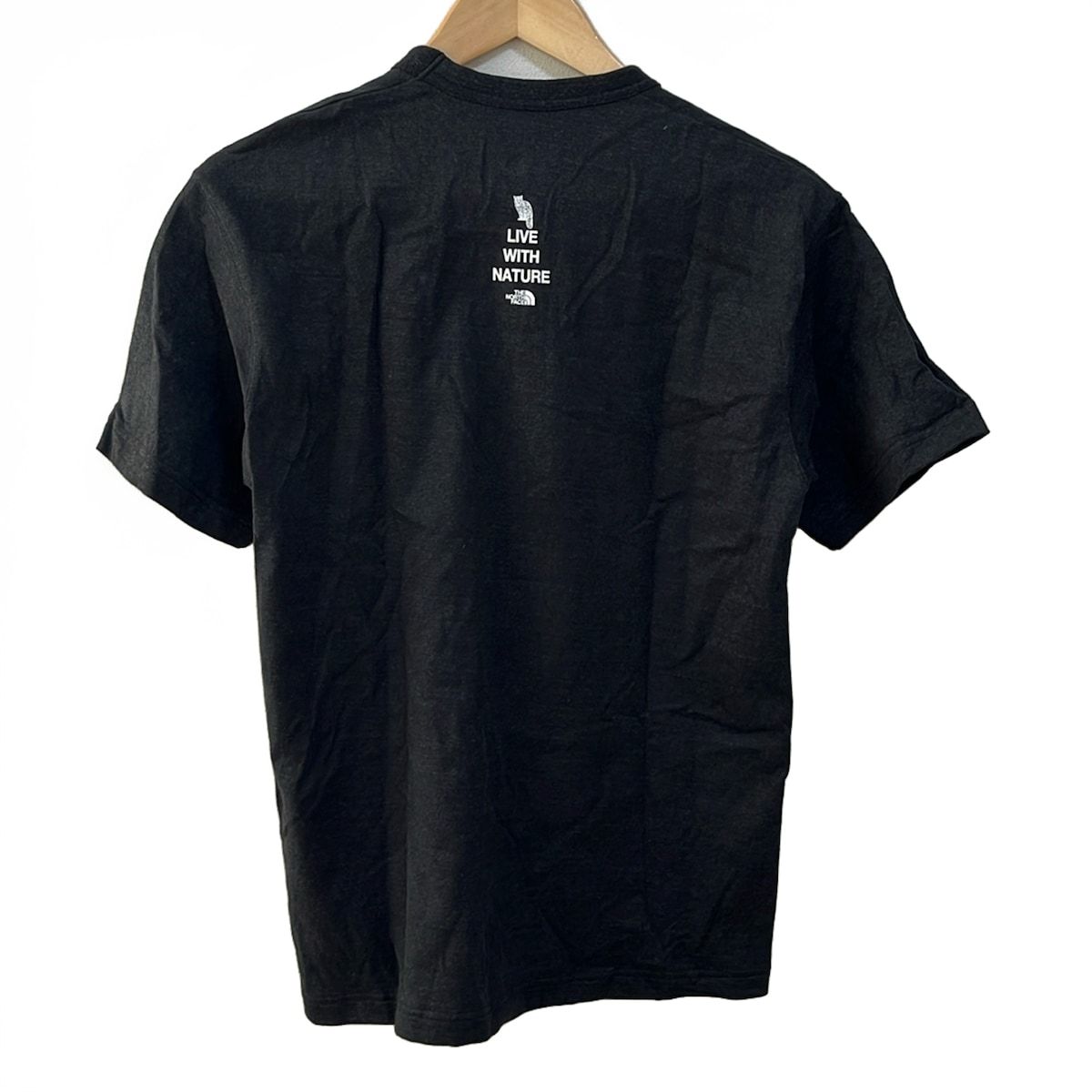 THE NORTH FACE ノースフェイス 半袖Tシャツ サイズS レディース - 黒×ベージュ×マルチ クルーネック ヤマネコ 刺繍