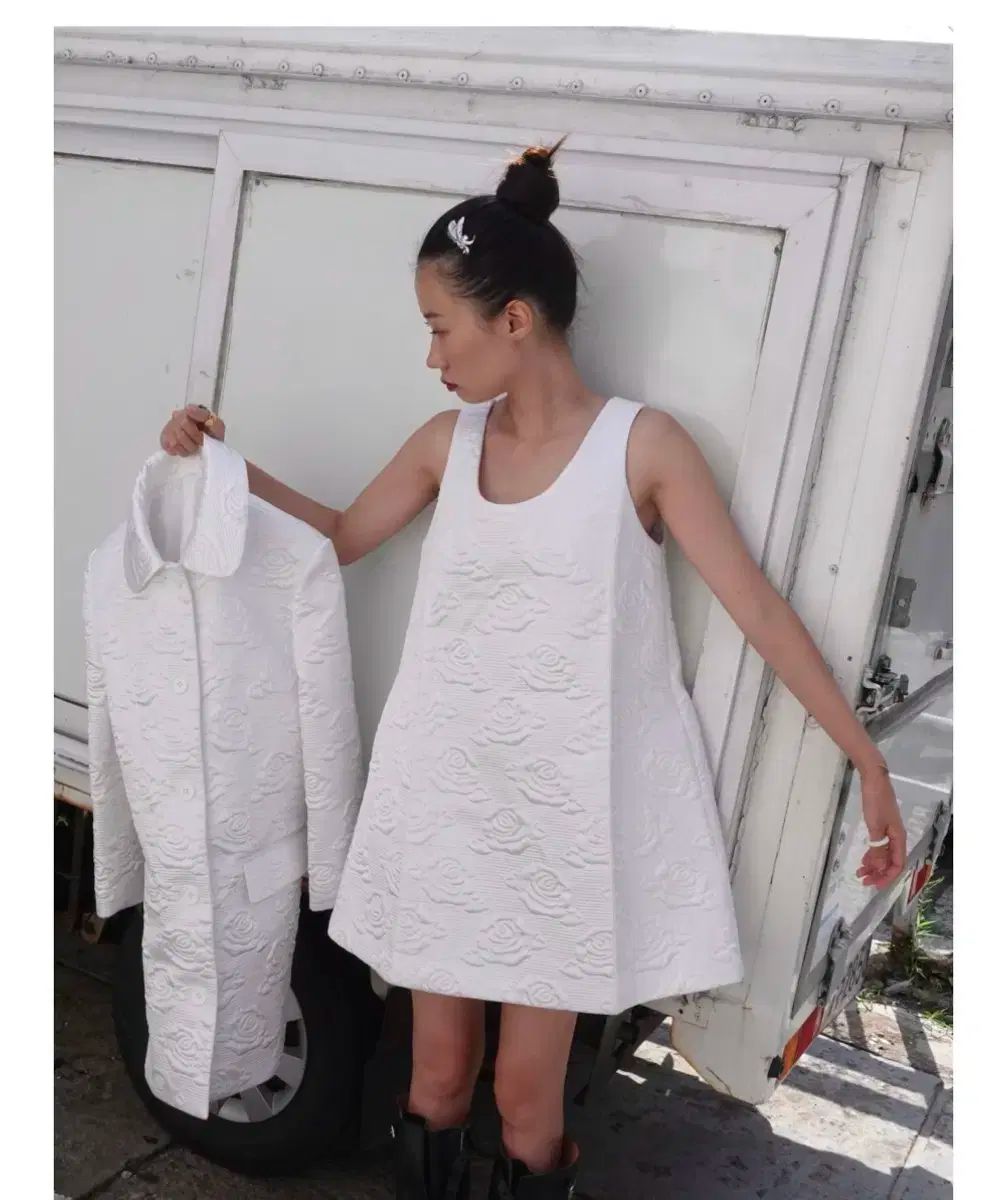 MOONSUN フラワー キルティング ドレス