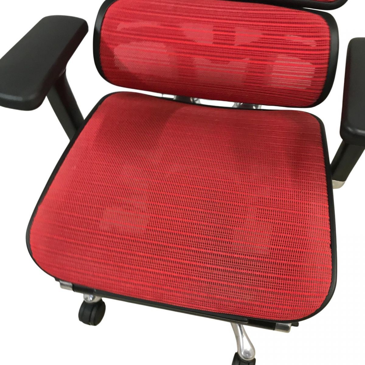 エルゴヒューマン　オフィスチェア　レッド　ヘッドレスト付　メッシュ　オットマン オフィスチェア パソコンチェア エルゴヒューマン プロ 高機能
