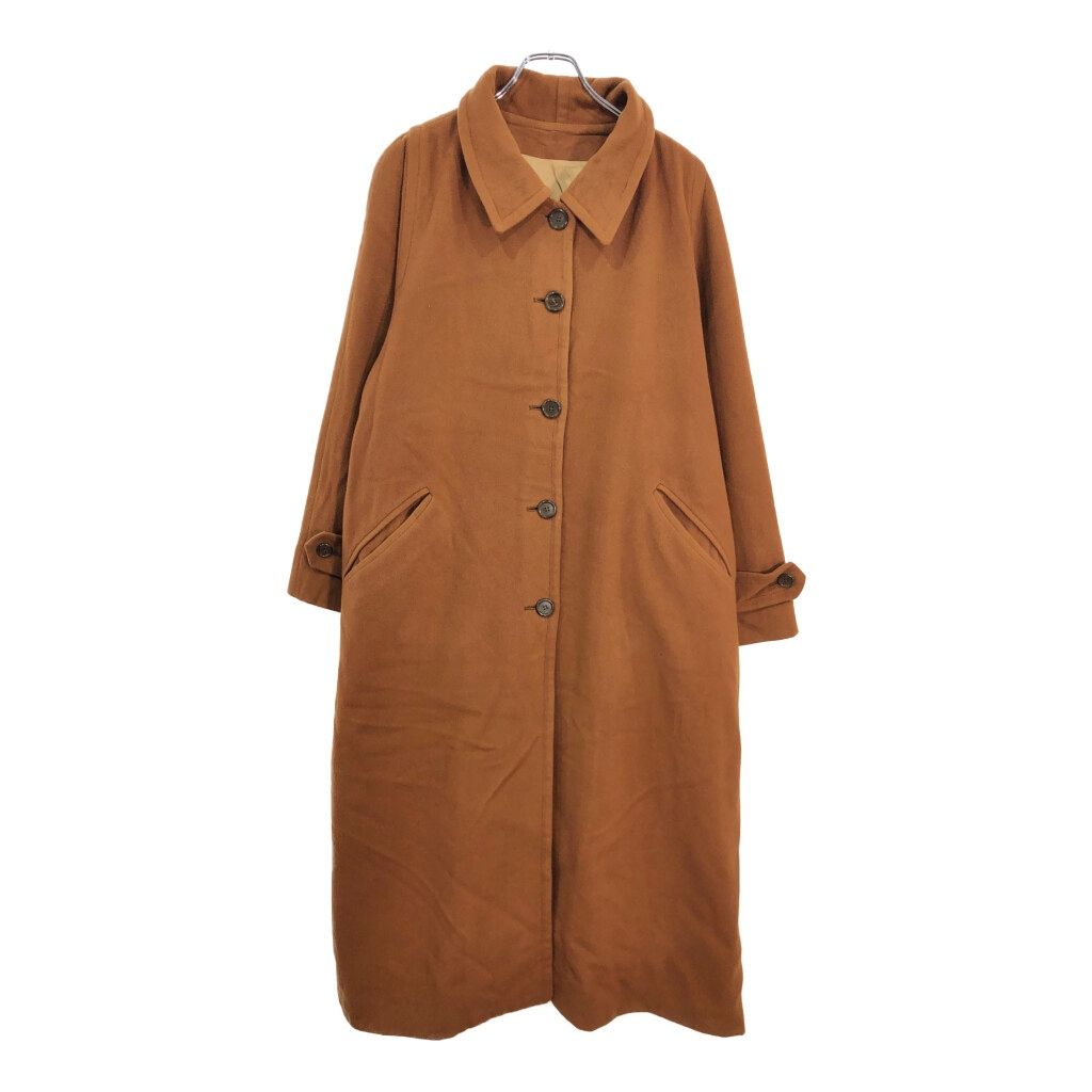 90年代 スペイン製 Burberrys バーバリーズ ウール バルマカーンコート ブラウン レディース 40 古着 V6202