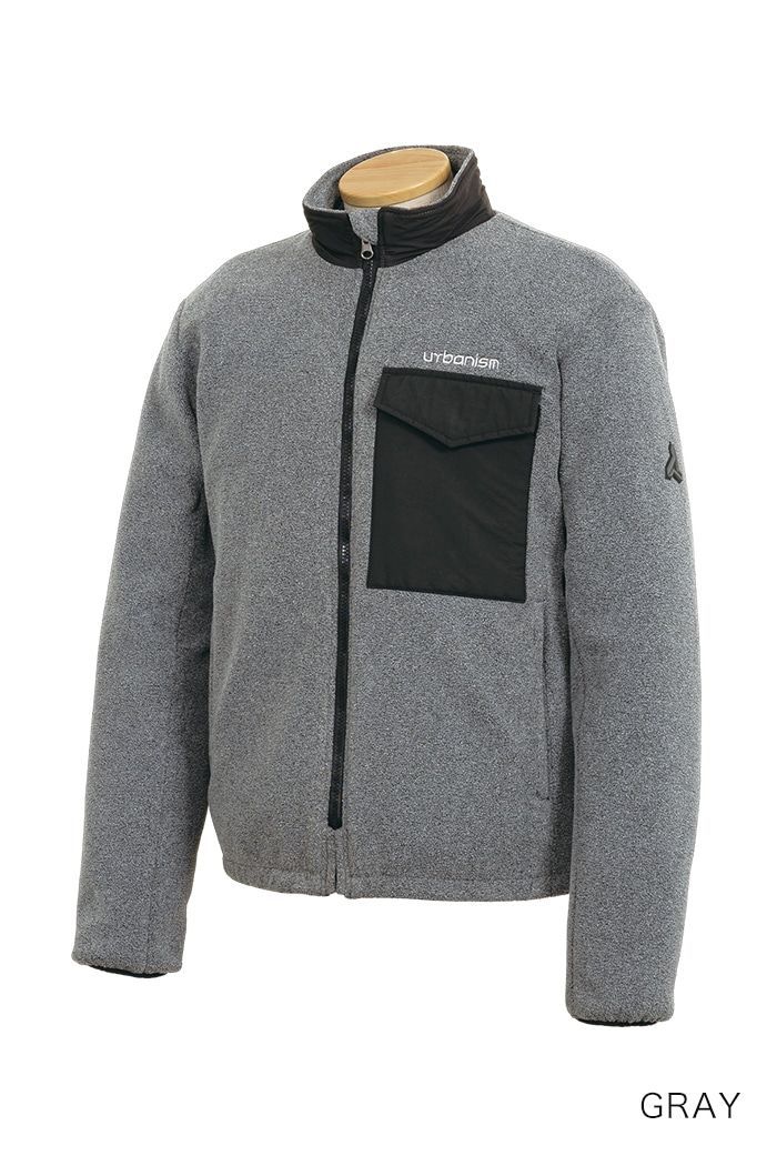 アーバニズム UNJ 132 グレー メンズ M L LL 3 サイズ 防風ライドフリースジャケット 秋冬用