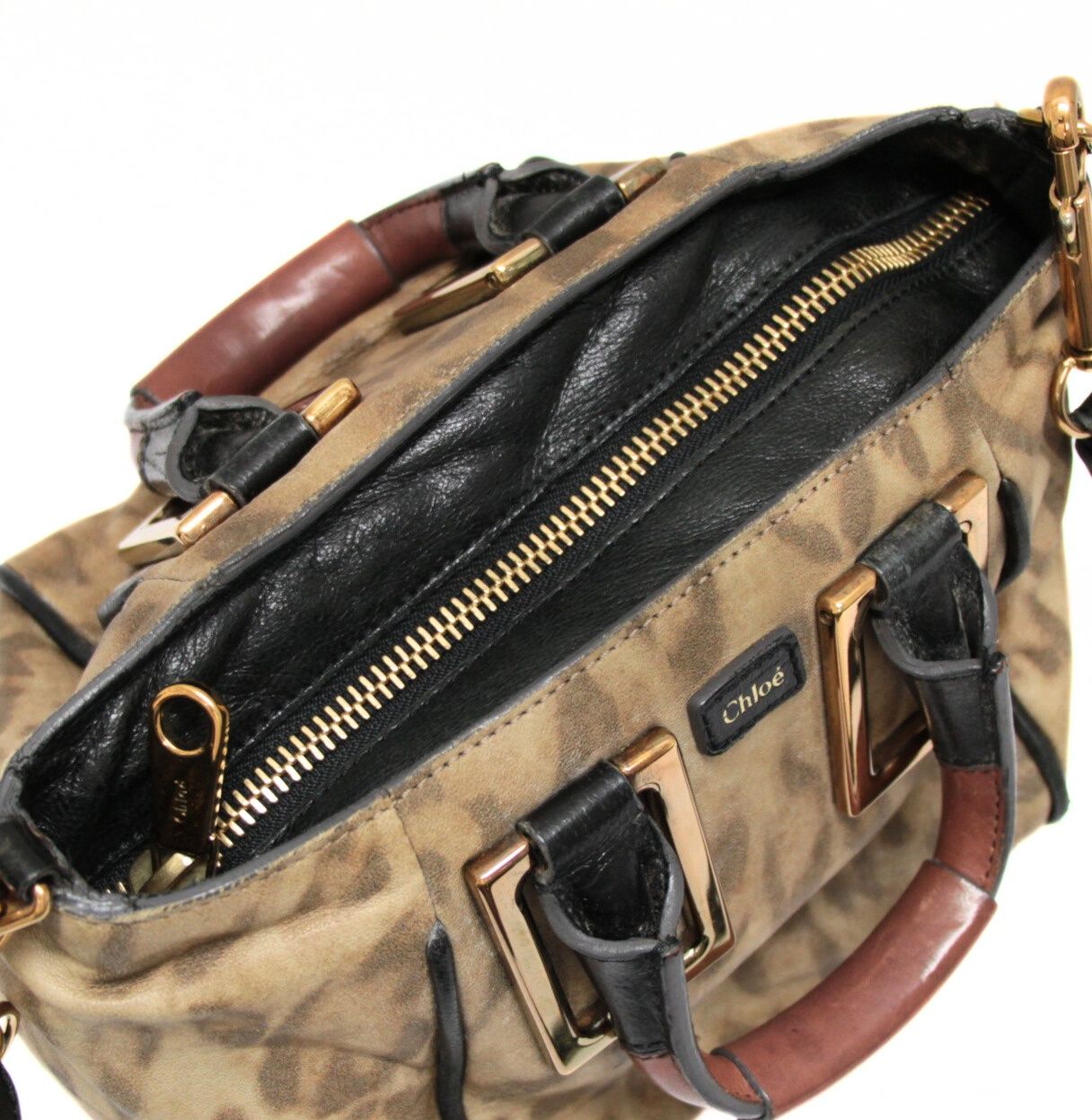 クロエ Chloe エテル レオパード 2WAYバック レザー ベージュ×ブラック