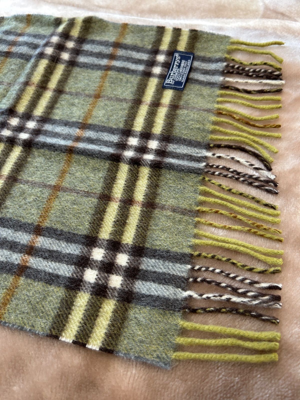 バーバリー マフラーストールショールスカーフgreenグリーン緑色系ノバチェックカシミヤカシミア100％イングランド製イギリス製英国製レディース女性用婦人womenメンズmen男性用紳士