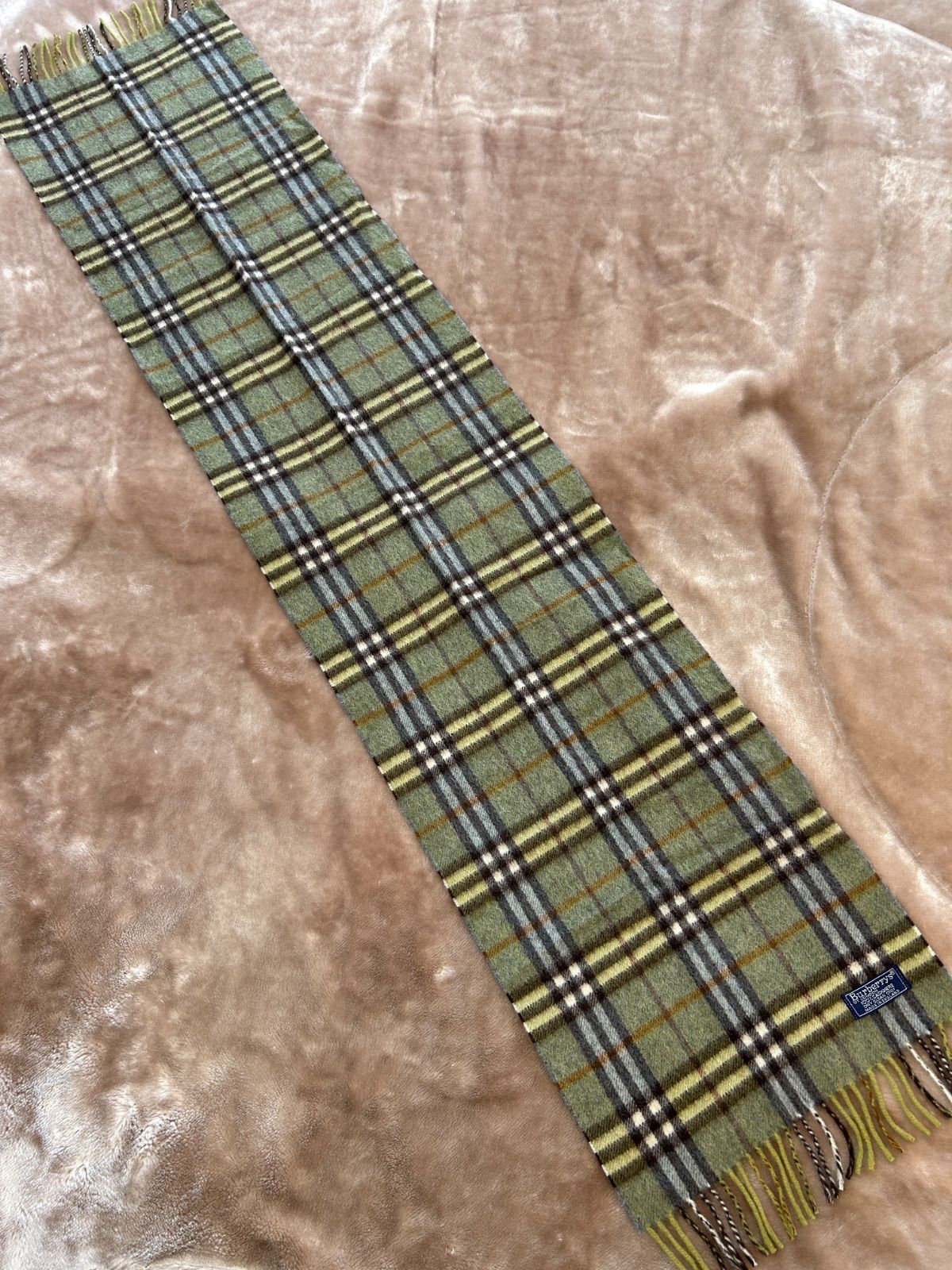  バーバリー マフラーストールショールスカーフgreenグリーン緑色系ノバチェックカシミヤカシミア100％イングランド製イギリス製英国製レディース女性用婦人womenメンズmen男性用紳士 マフラー 小物