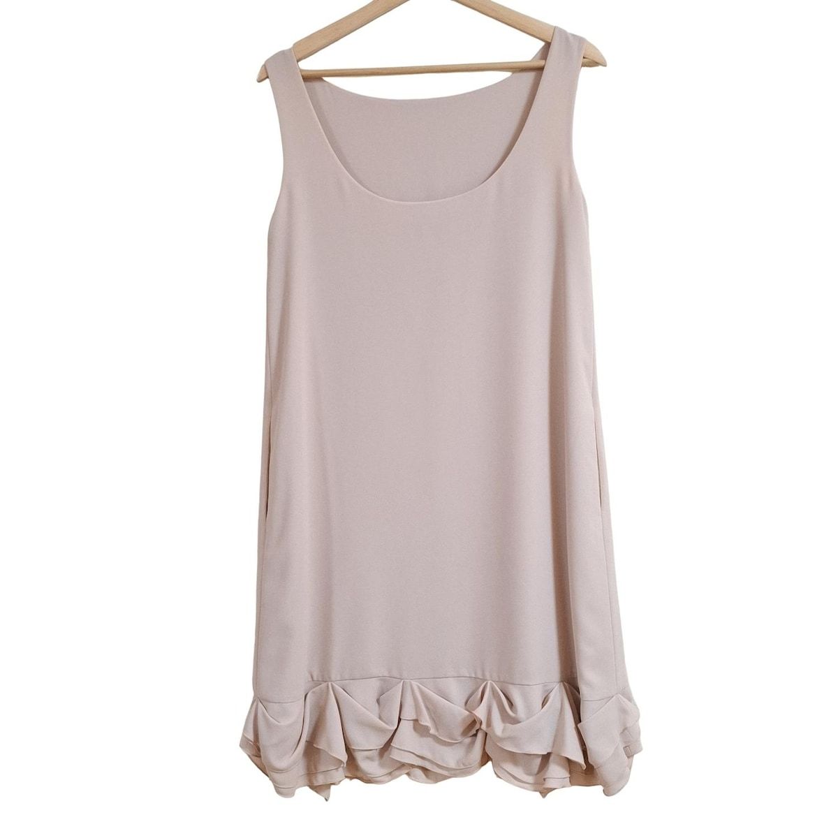 FOXEY NEW YORK フォクシーニューヨーク ワンピース サイズ40 M レディース - 36302 ピンクベージュ クルーネック ノースリーブ ひざ丈