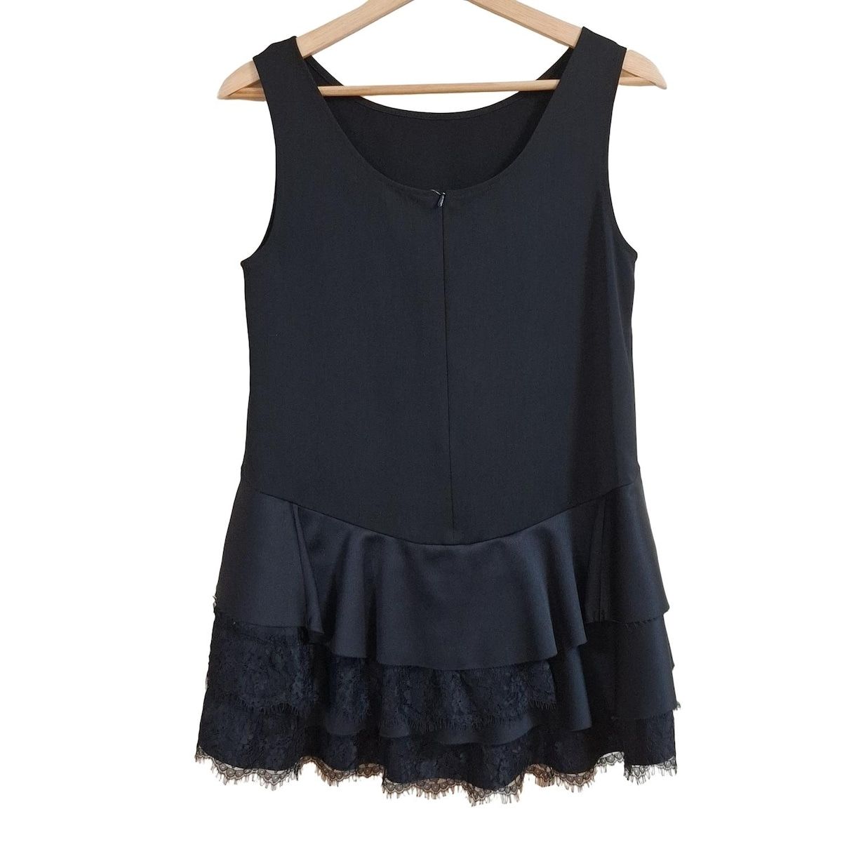 FOXEY フォクシー チュニック サイズ40 M レディース - 37162 黒 クルーネック ノースリーブ レース