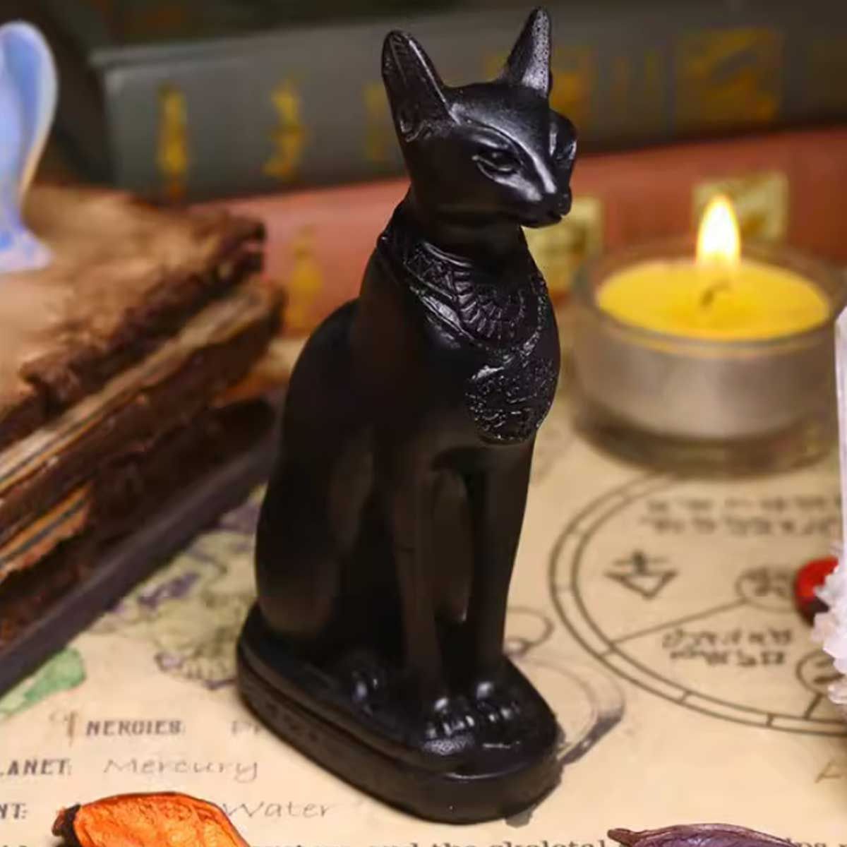 黒猫の女神バステト像｜エジプト神話の守護神 風水 開運 魔除け 幸運を