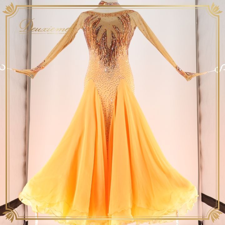 社交ダンス 衣装 クリスアン chrisanne ドレス ドレス ワンピース オレンジ系 デモ 競技 発表会 パーティ イングランド製 豪華 鮮やか おしゃれ デザイン 競技用 ドレスアップ エレガント ダンスパーティー