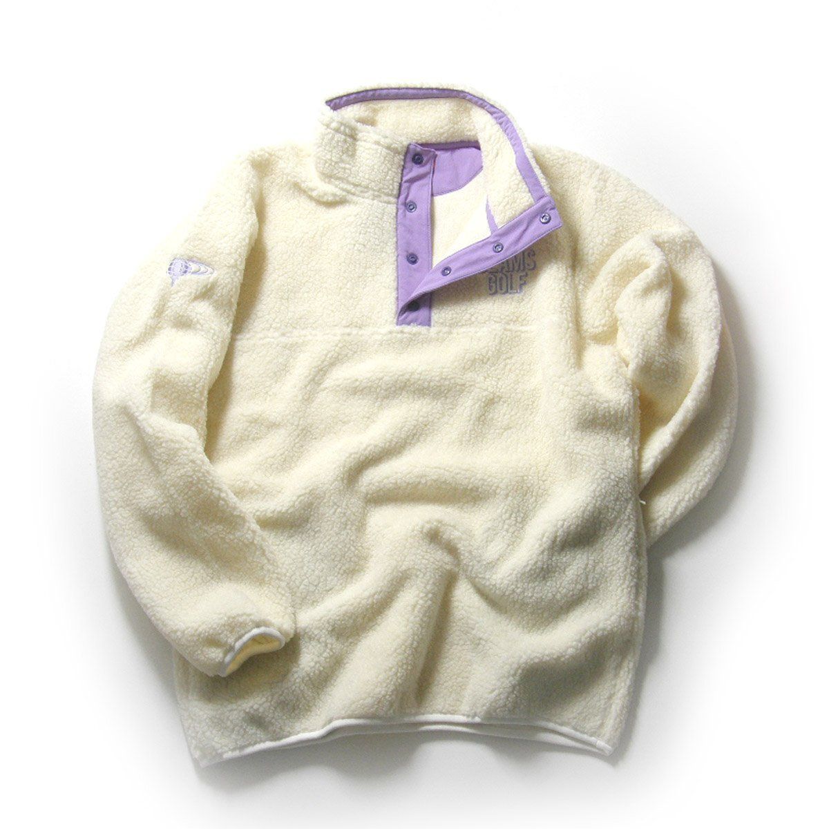 BEAMS GOLF ORANGE LABEL ビームスゴルフ ボア フリース ハーフスナップボタン プルオーバー ブルゾン アウター ホワイト | 秋冬