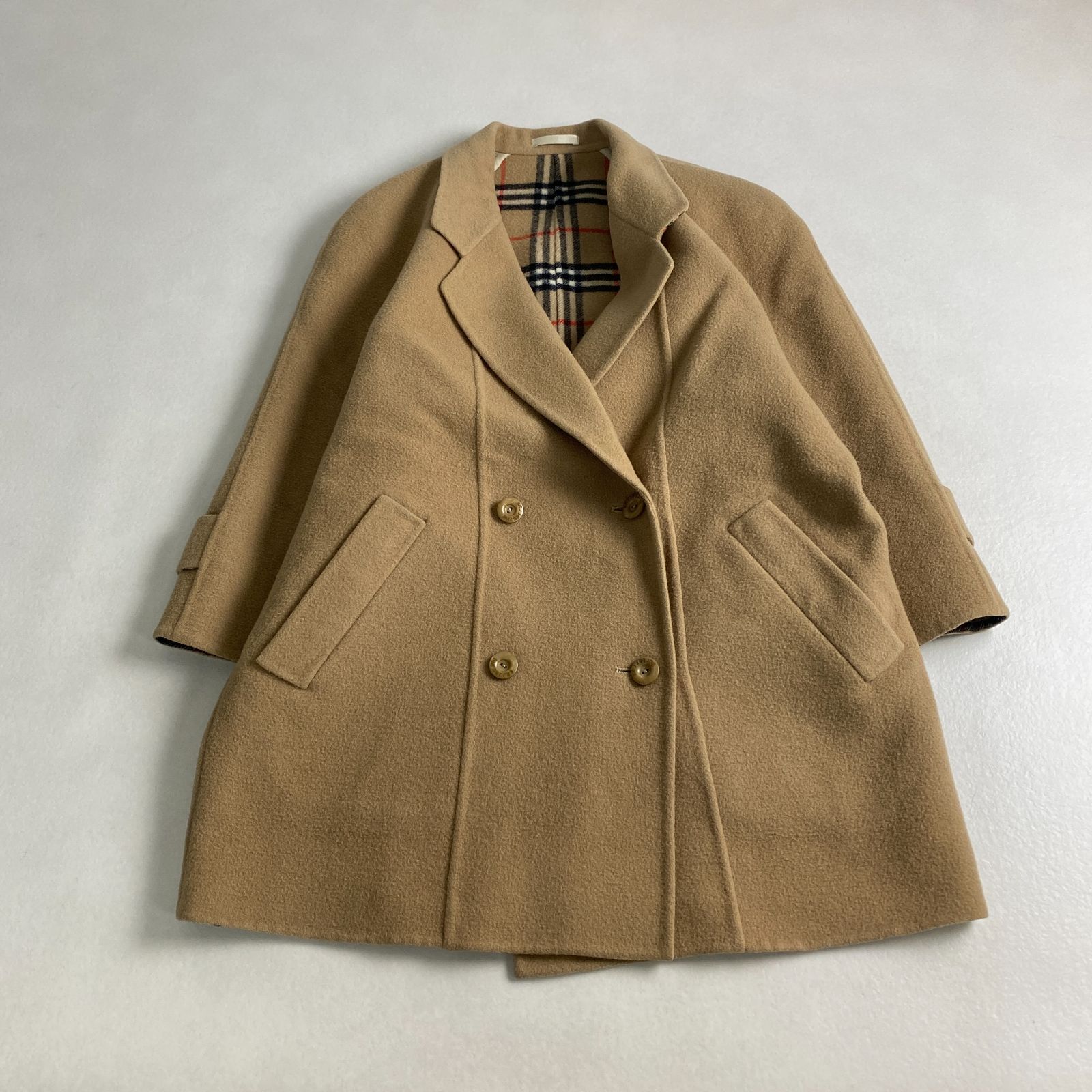 美品 バーバリーズ ウールコート 白タグ ダブルフェイス ノバチェック  