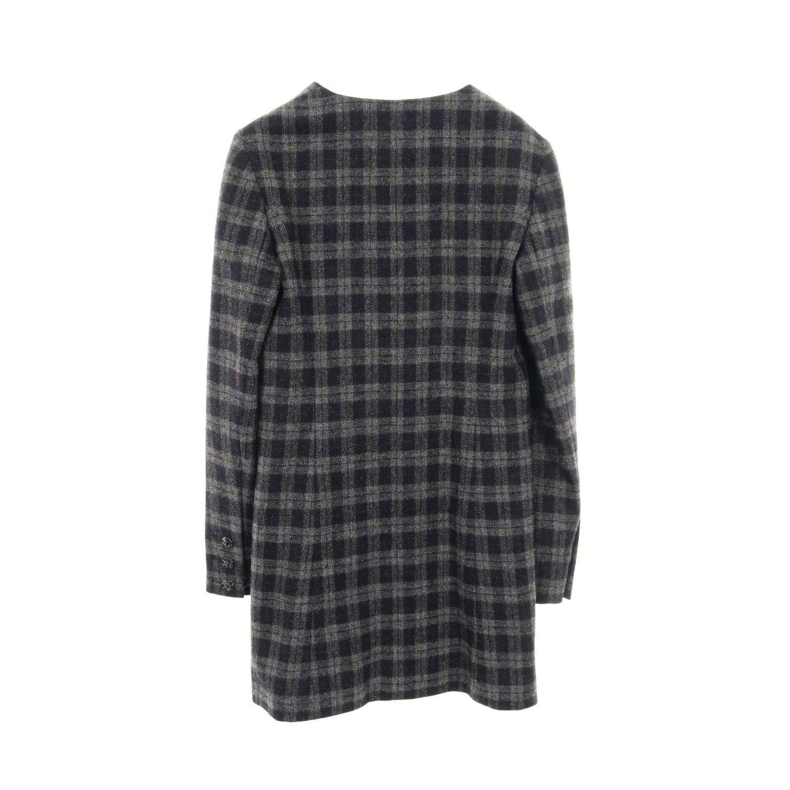 シャネル CHANEL ワンピース ココマークボタン グレー ウール シルク レディース A